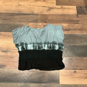 Women's Tie-Dye Top - Black and Gray